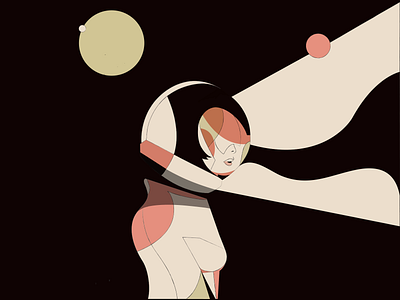 Night Walk astronaut illustration illustration art line art space vector woman