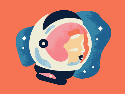 Stargazer astronaut exploration illustration illustration art space stars texture vector woman logo women