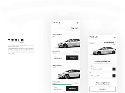 Tesla Ride | App Design Concept app car clean design electric cars mobile tesla trend ui ux vector