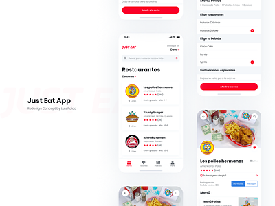 Just Eat App - Redesign Concept app app design concept food ios ios app design iphone just eat mobile mobile app design red redesign ui ux visualization