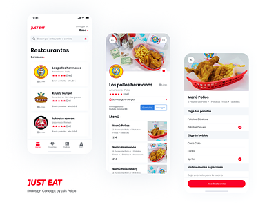 Just Eat App - Redesign Concept #2 app concept design flat design food food app just eat mobile mobile app design mobile design mobile ui trend ui ui design uiux