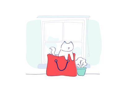 Cat in a bag cat illustration
