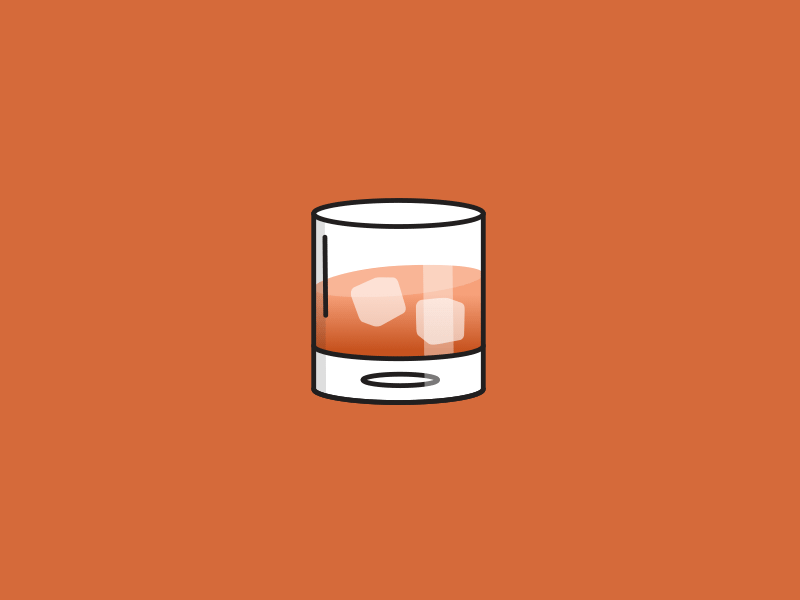 GIF SAQ - Whiskey on ice alcohol design facebook gif giphy glass ice icon illustration instagram montreal motion orange pictogram saq scotch sticker stickers stroke whiskey
