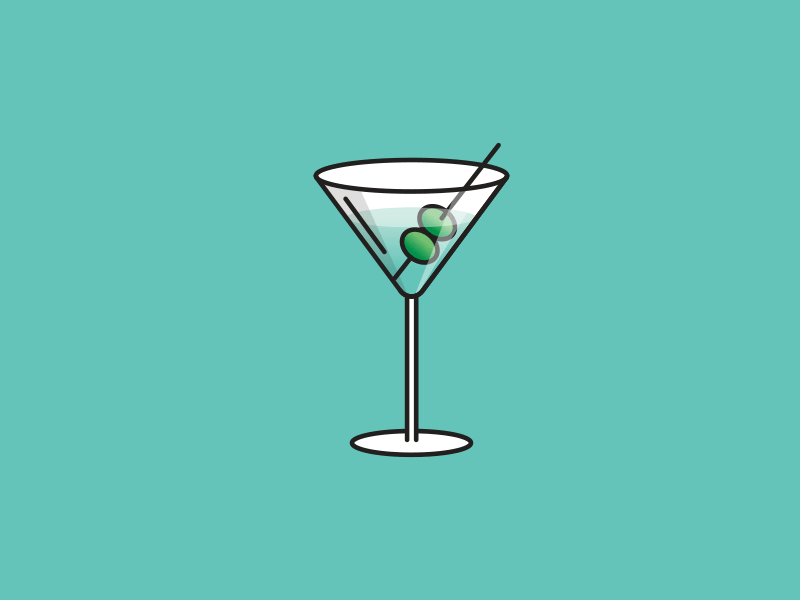 GIF SAQ - Martini alcohol alcool animation blue drink facebook gif giphy glass icon instagram martini montreal motion olive quebec saq sticker stroke