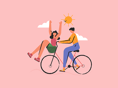 Trust bicycle couple happy sun