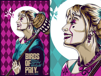 Birds of prey Illustrated poster brand design harley quinn illustration movie movie art portrait poster poster art poster design