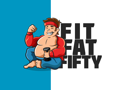 Fit Fat Fifty Logo brand branding design fat fit fitness icon illustration logo logotipe logotype mascot vector