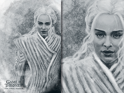 Game of Thrones Poster - Daenerys Targaryen black and white daenerys targaryen design game of thrones hbo illustration illustration art poster poster art poster design series tv show