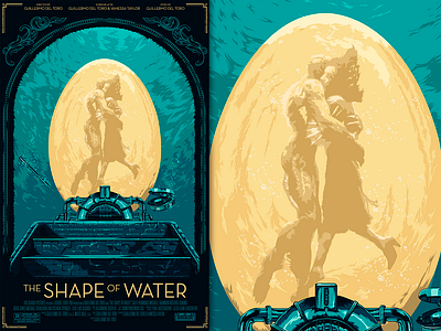 The Shape of Water - Movie Poster academy awards creature design gold guillermo del toro illustration movie movie poster oscar photoshop poster poster art poster design the shape of water vector art vector illustration water