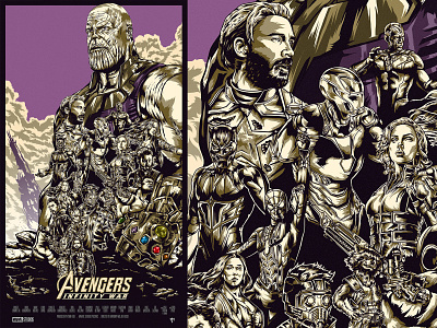 Avengers Infinity War - Poster comic comic art design digital illustration digital painting digitalart heroes illustration marvel movie poster poster art poster design thanos vector