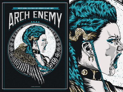 Arch Enemy GIG Poster archenemy concert design digital illustration digital painting digitalart eagle gigposter illustration metal music music art portrait poster design singer vector