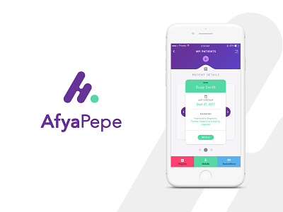 Afyapepe Logo health mobile app purple ui design