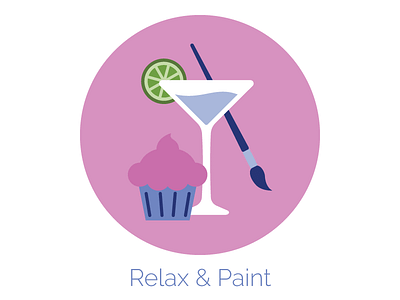Relax & Paint Icon cupcake icon paint party web design wine