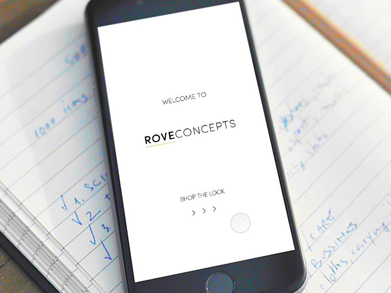 Rove Welcome Screen ecommerce furniture principle rove shopping ui ux welcome