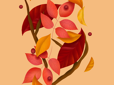 Falling Leaves digital drawing illustration procreate