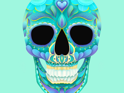 Sugar Skull digital drawing illustration ipad procreate