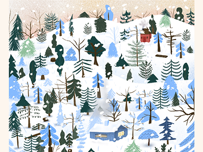 Snow Day apple christmas drawing dribbble holidays illustration ipad magic pattern procreate snow snow day trees village