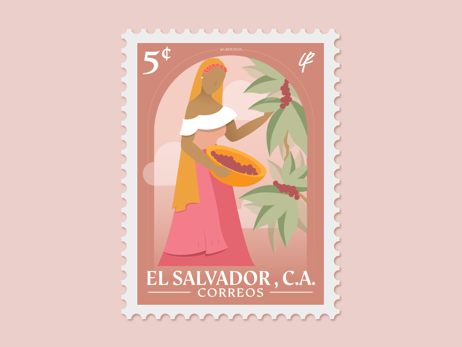 El Salvador Postage Stamp ai el salvador feminist graphic design illustration latina pink vector