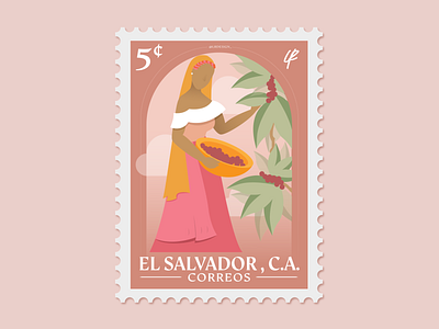 El Salvador Postage Stamp ai el salvador feminist graphic design illustration latina pink vector
