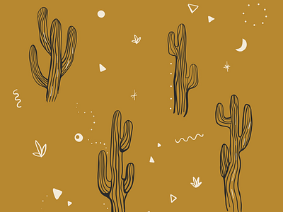Cactus cactus geometric hand drawn illustration pattern