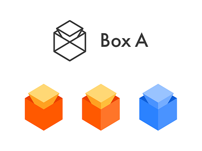 Box logo A blue gift logo orange square web