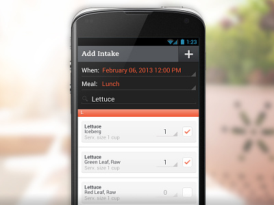 Add intake screen - Android