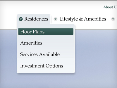 Dropdown blue green menu