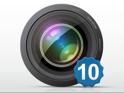 Color badge camera icon lens