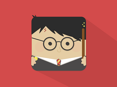 Harry Potter the Square Pixel app icon caricature harry potter icon illustration ios material design square