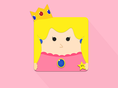 Princess Peach the Square Pixel app icon caricature icon illustration ios mario material design nintendo princess peach square