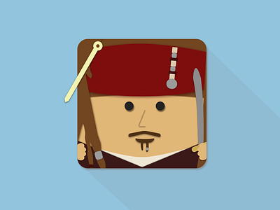 Captain Jack Sparrow the Square Pixel app icon apple captain jack sparrow caricature cartoon icon illustration ios jack sparrow material design pirate square