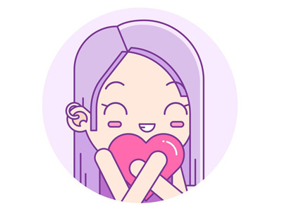 Heart character girl heart helenyomi illustration lines selfie smile violet