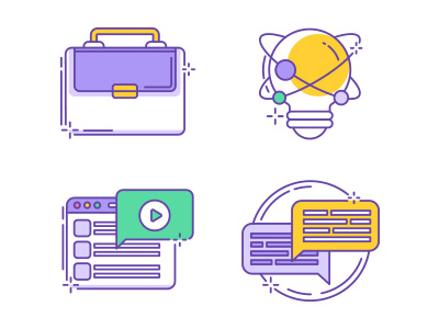 40 Purple Outlined Business Icons business company corporation green icon media outline pink purple social web yellow