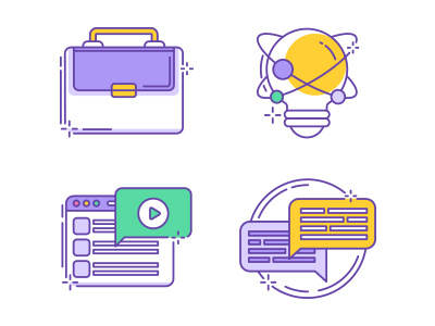 40 Purple Outlined Business Icons