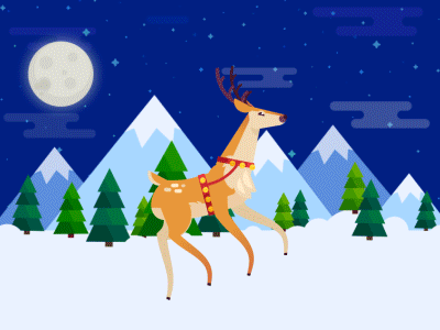 Christmas Deer animation cartoon character christmas deer gif holiday logo magic snow winter xmas