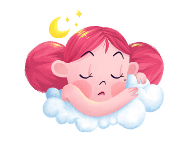 Dreams brush cloud dream emotion girl pink sleep sticker