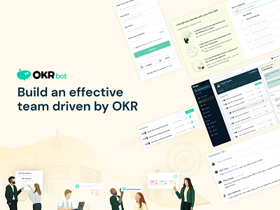OKRbot - An OKRs Software built for result-driven teams designstring illustration art okr okrs saas app saas design startups uidesign uxdesign