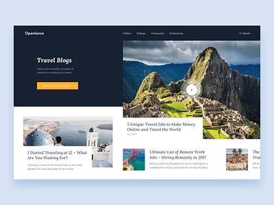 Openlance || Blog Page app articles blog booking freelance hotel mountains reading remote tour travel trip web world