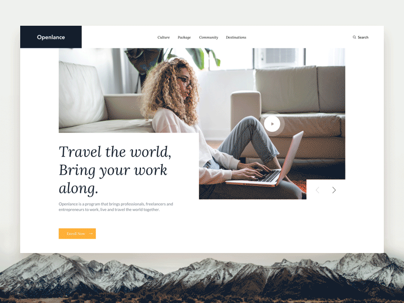 Openlance || Interaction interaction business remote job travel mountain trek adventure website landing homepage design motion animation interaction design app illustration ui typography social