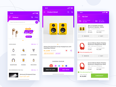 Prokure || iOS App app banking booking cart dailyui dashboard delivery design ecommerce electronics ios landing mobile payment product profile shopping social ui ui kit