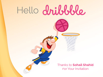 Hello Dribbble! ball colorful colors debut design dribble first hello illustration pink shot splash