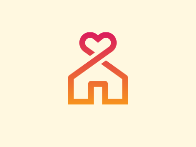 WhoHelp? gradient heart home house line logo