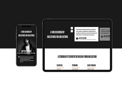MyStudiolo Testimonials | Art Collector Startup Landingpage clean code design figma typography ui web website