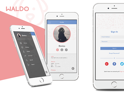 Waldo Mobile App Design concept design dog mobile ui ux walks