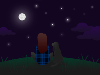 Make a wish animation best friends dark dog gif happy illustration moon stars vector wish