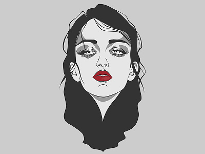 Mood cover dark face illustration mood portrait redlips sadness vector