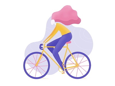 Girl on a bicycle illustration app branding design flat illustration illustrator ui