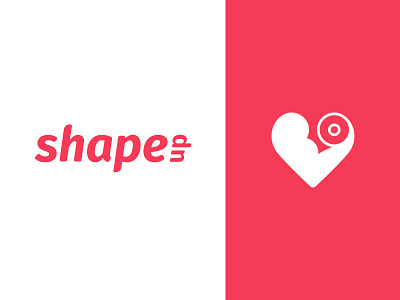 Shape Up Logo Design app biceps branding exercise fitness health heart illustration logo logotype red sport