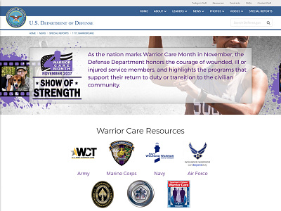 Warriorcare Month defense dnn military veteran warriors web design