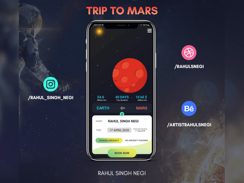 Trip to mars mobile ui graphic design interaction design spacex uiux